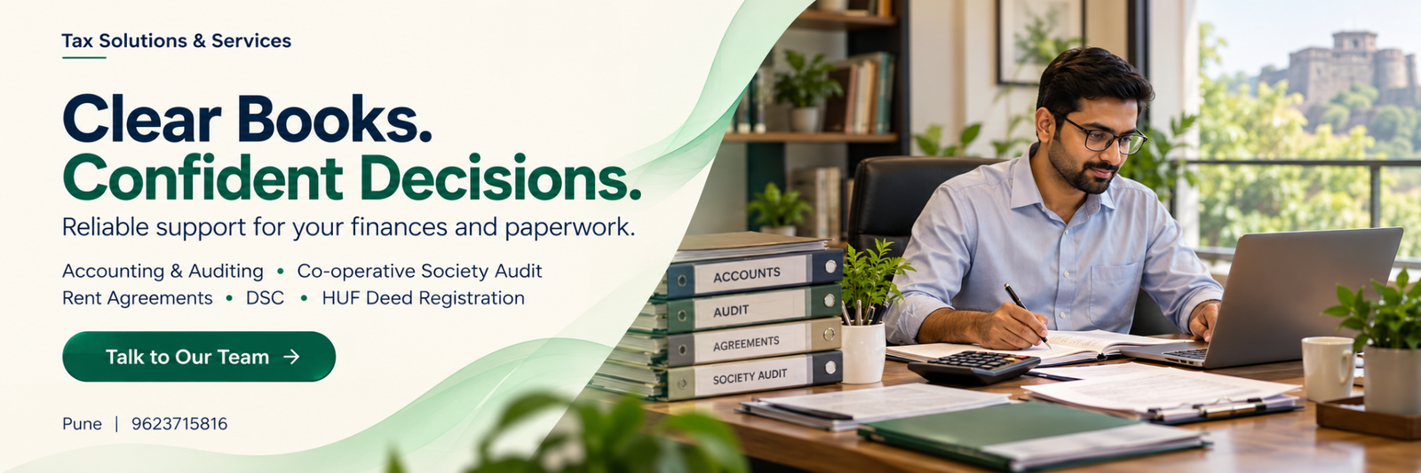 Clear Books. Confident Decisions. Accounting, auditing and documentation.
